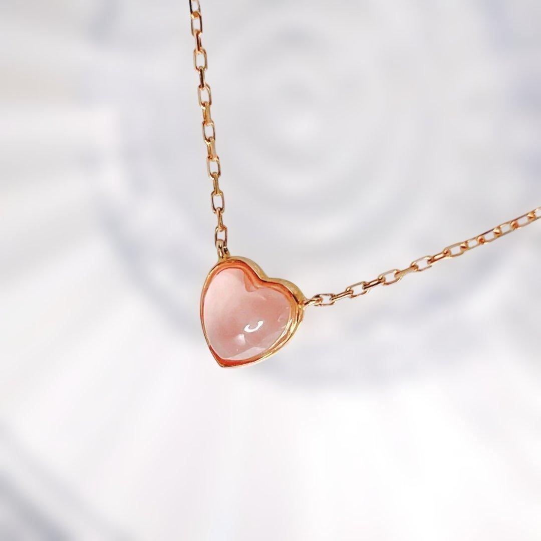 ましろ様:::K18 ネックレス ローズクォーツ ハート ダイヤモンド　バレンタ