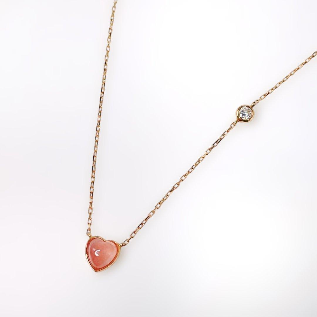 ましろ様:::K18 ネックレス ローズクォーツ ハート ダイヤモンド　バレンタ