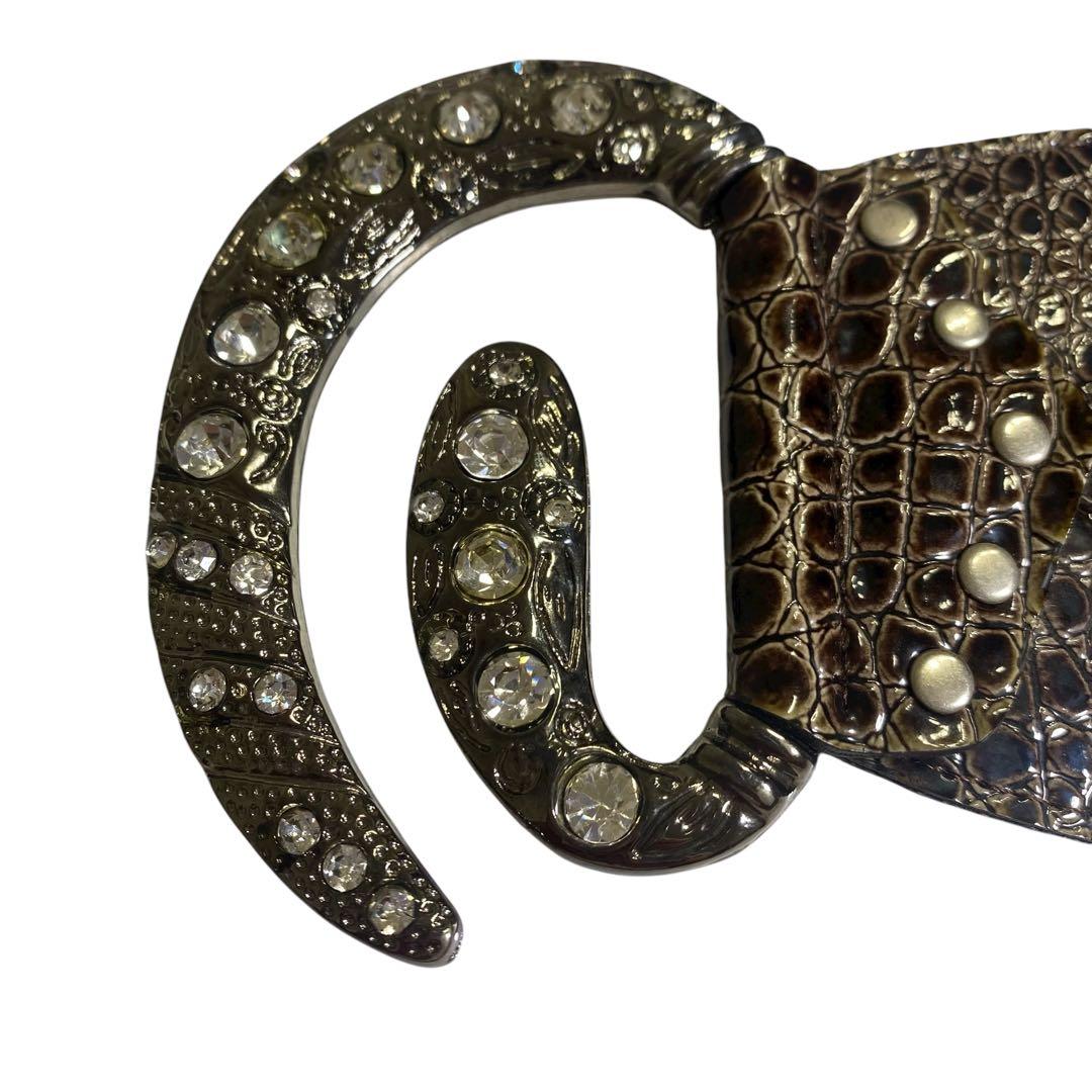 d.i.a. ダークブラウン クロコ型押しレザー ベルト　Y2K