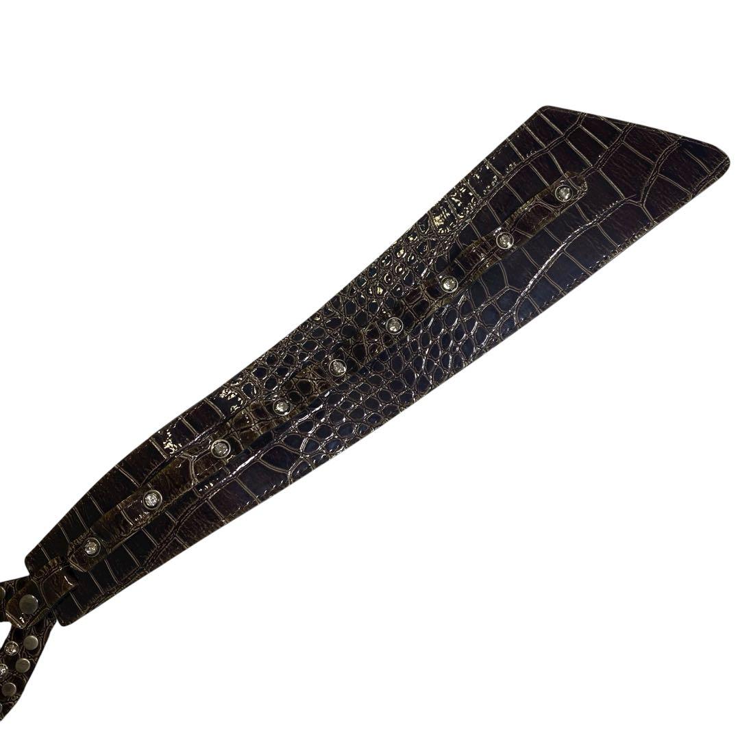 d.i.a. ダークブラウン クロコ型押しレザー ベルト　Y2K