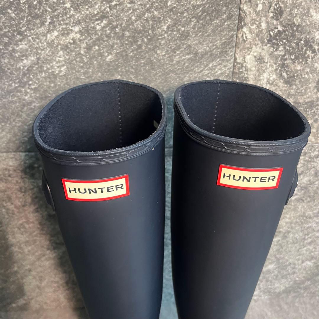 【新品】HUNTER ブラック 長靴 ロングレインブーツ　23.5cm バックル