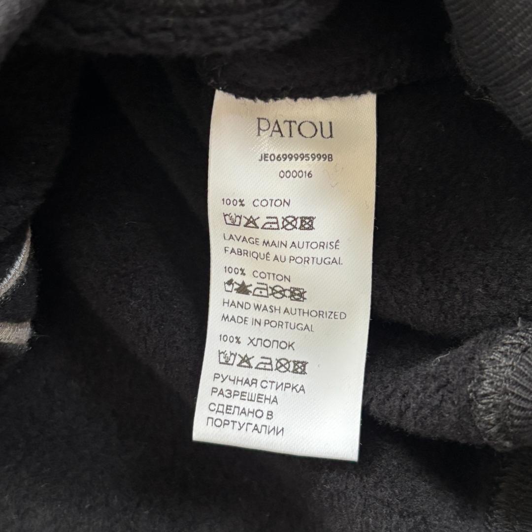 【超人気】PATOUパトゥ/パーカー/刺繍ロゴ/ロングドローストリング/黒/M