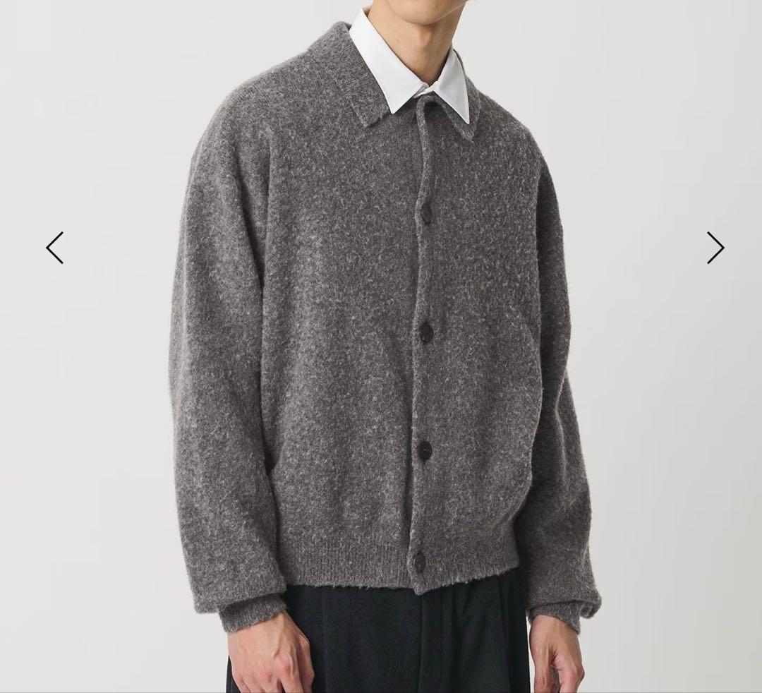 H BEAUTY&YOUTH ナッピングウール ポロカラー カーディガン