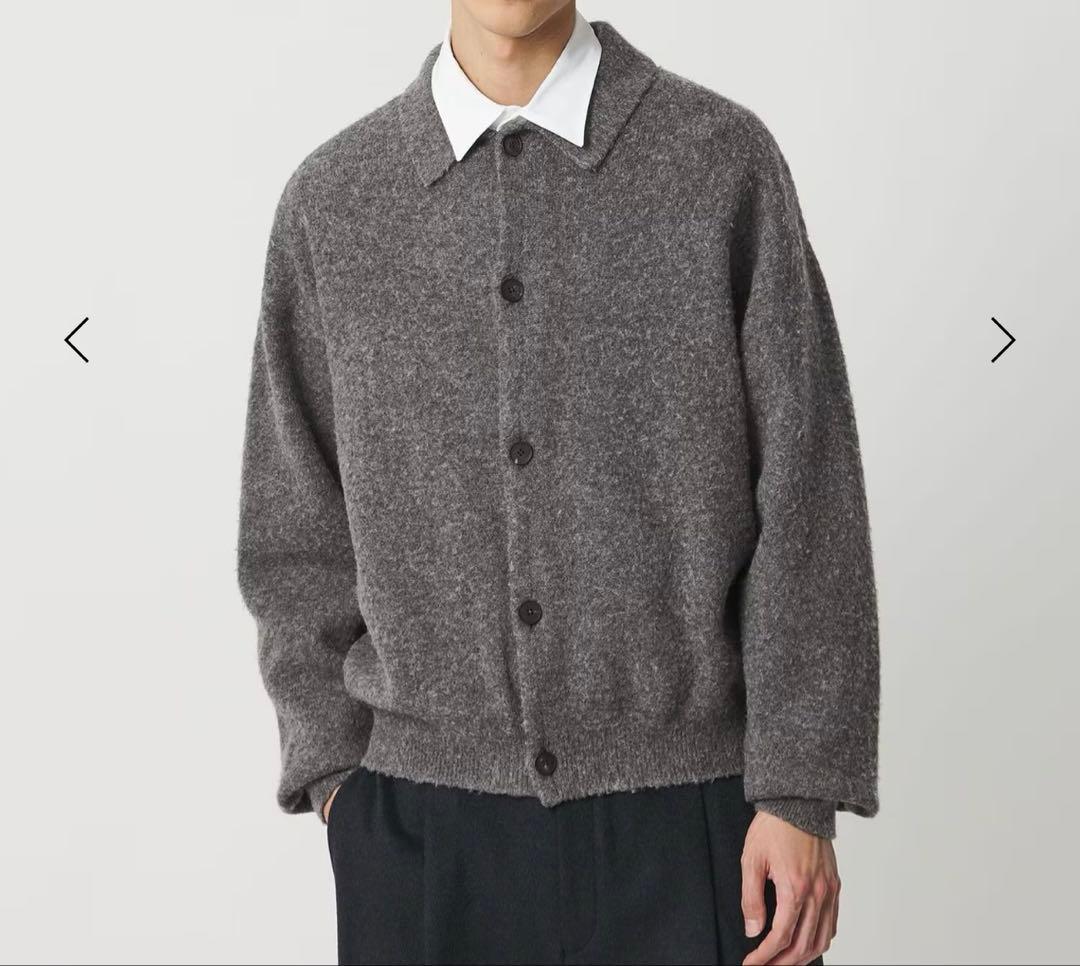 H BEAUTY&YOUTH ナッピングウール ポロカラー カーディガン