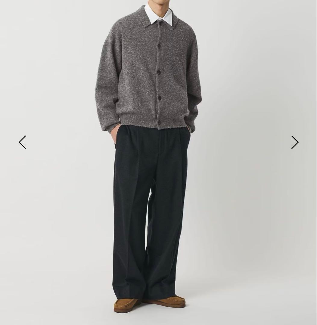 H BEAUTY&YOUTH ナッピングウール ポロカラー カーディガン