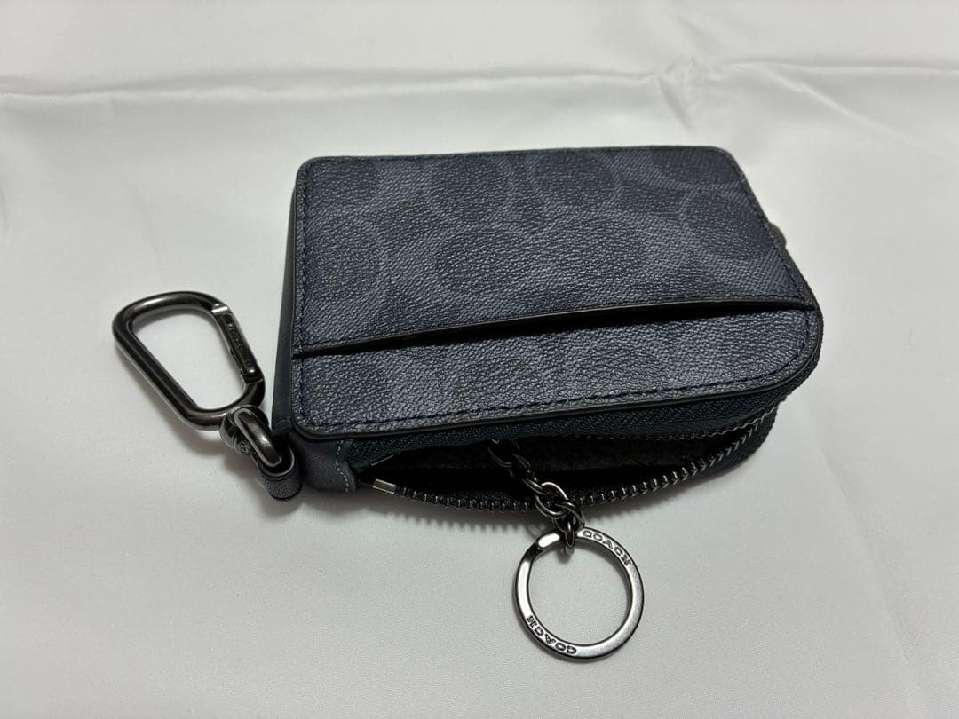 ジップキーケース　シグネチャーキャンパス ネイビー