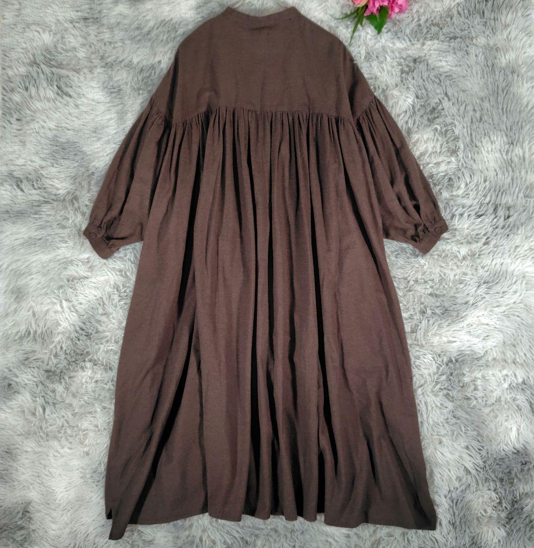 オオカミとフクロウ◎ロングワンピース シャツワンピース 七分袖 ゆったりサイズ