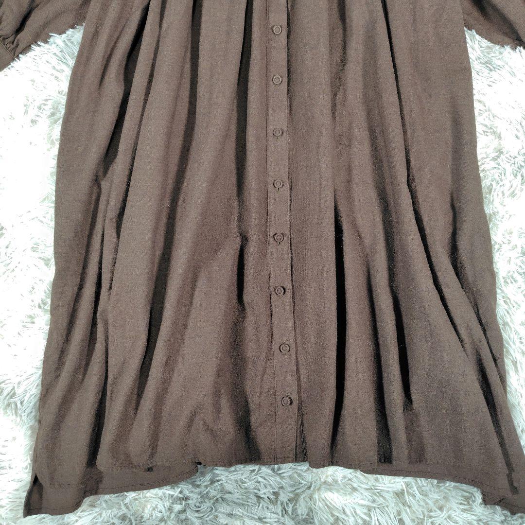 オオカミとフクロウ◎ロングワンピース シャツワンピース 七分袖 ゆったりサイズ