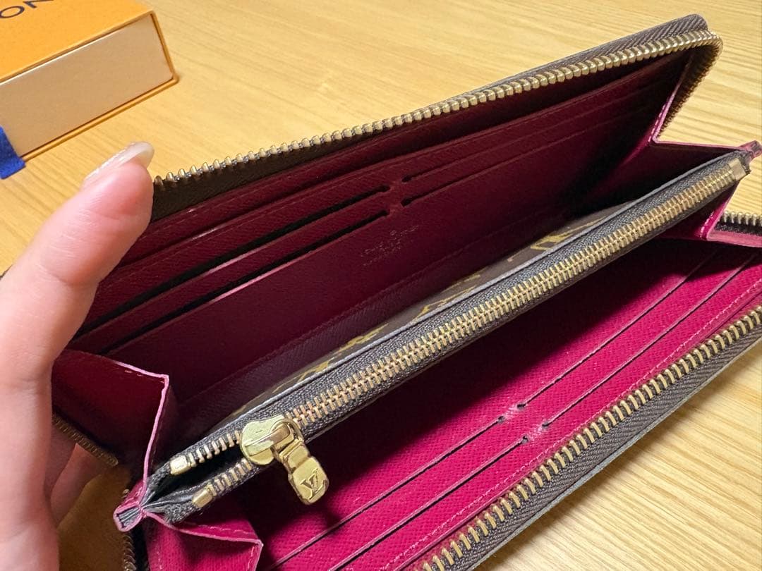 LOUIS VUITTON 長財布 ダークブラウン/ピンク