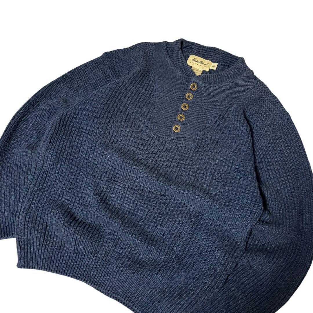 90s Eddie Bauer ヘンリーネック　コットンニット