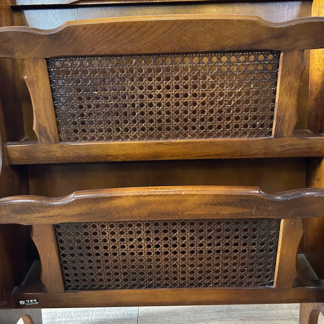 ꧁カリモク家具 karimoku꧂オールドカリモクマガジンラック 籐 ラタン