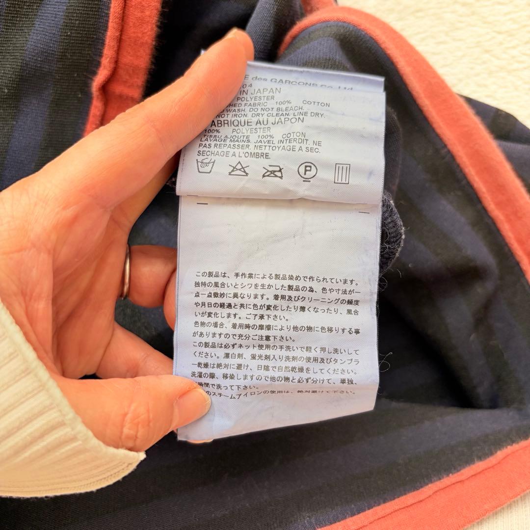 ❁COMME des GARCONSコムコム 製品染めボーダー裾切替カットソー