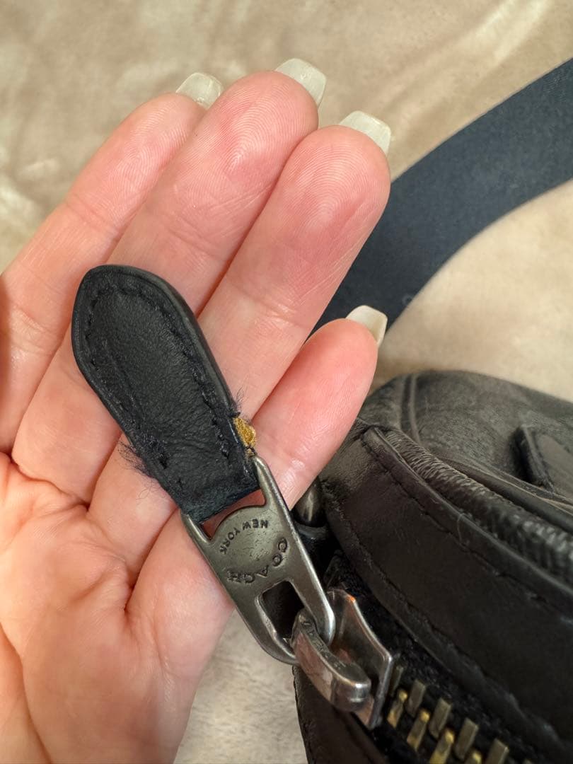 COACH レザー ショルダーバッグ　 グブラック/グレー