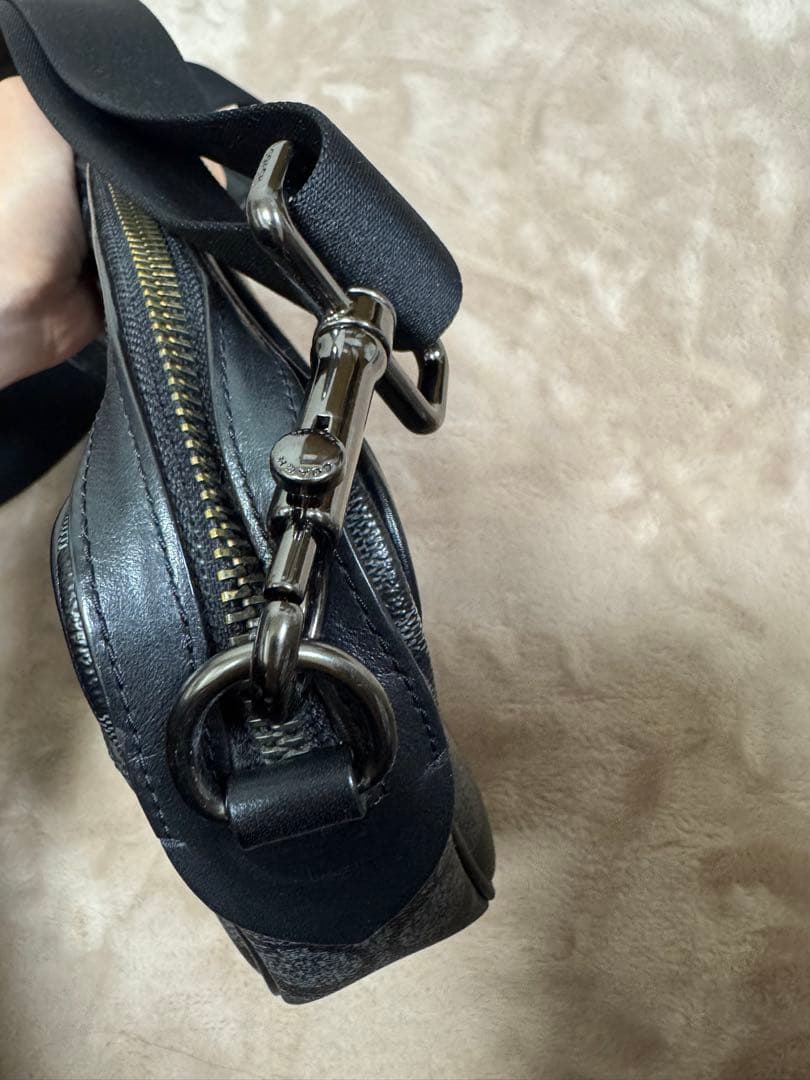 COACH レザー ショルダーバッグ　 グブラック/グレー