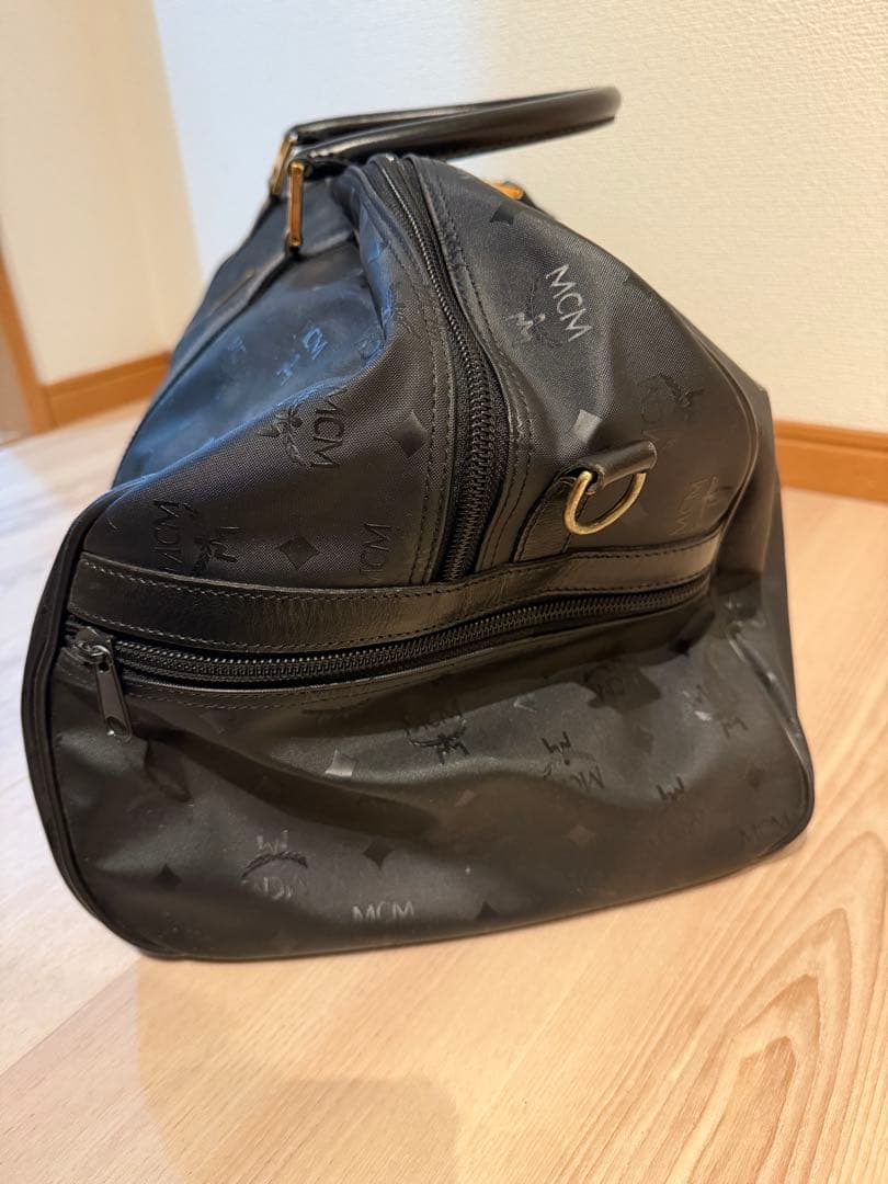 MCM ブラック 総柄ボストンバッグ