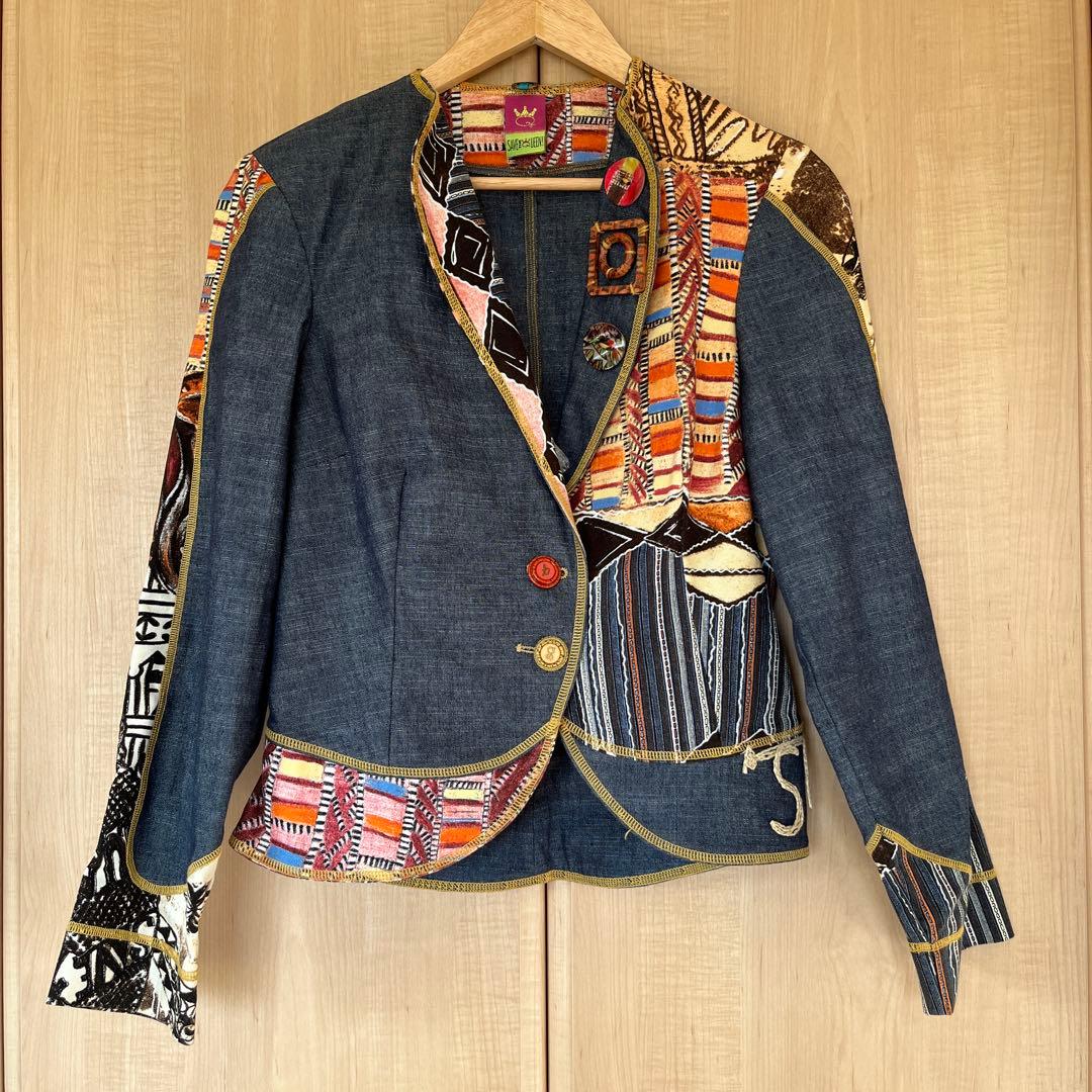 SAVE THE QUEEN イタリア製 パッチワークデニムジャケット L