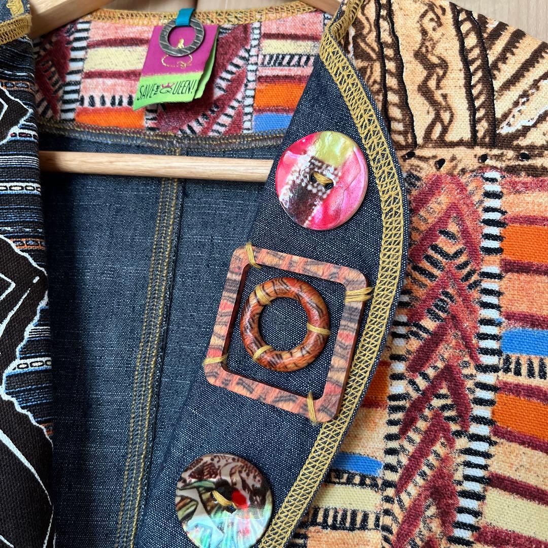 SAVE THE QUEEN イタリア製 パッチワークデニムジャケット L