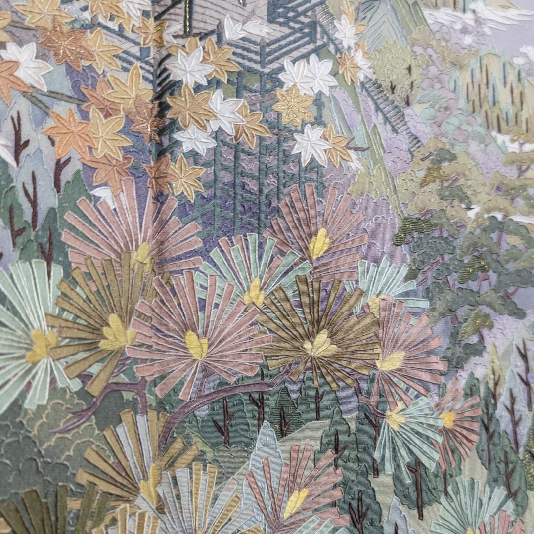 しおり R8SK87 色留袖 作家物 蘇州刺繍 清水寺 落款 上品 シルク