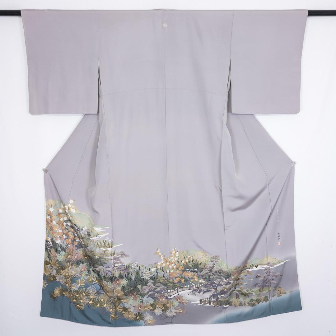 しおり R8SK87 色留袖 作家物 蘇州刺繍 清水寺 落款 上品 シルク