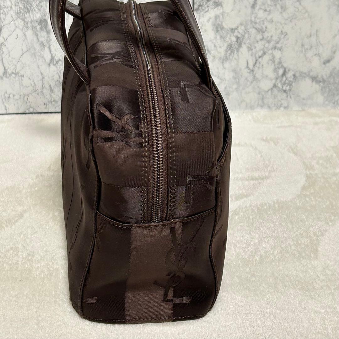 YSL イヴサンローラン ロゴ総柄 ハンドバッグ ブラウン系