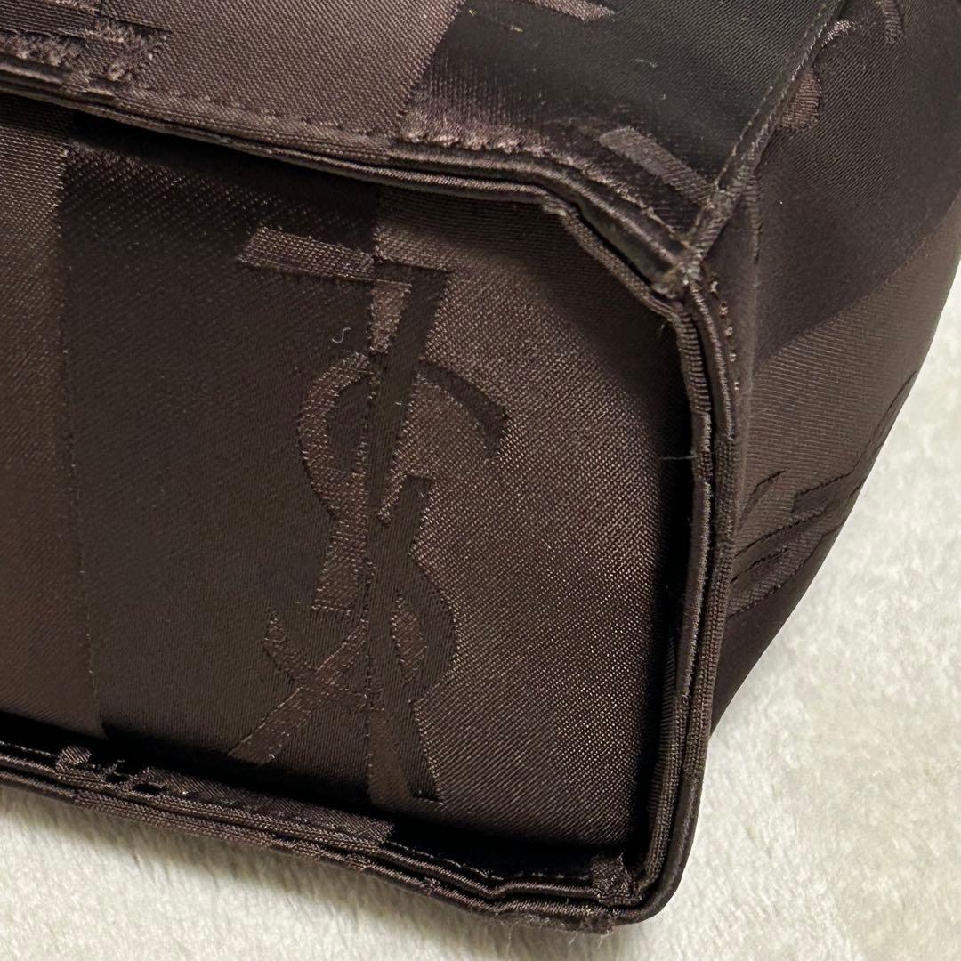 YSL イヴサンローラン ロゴ総柄 ハンドバッグ ブラウン系