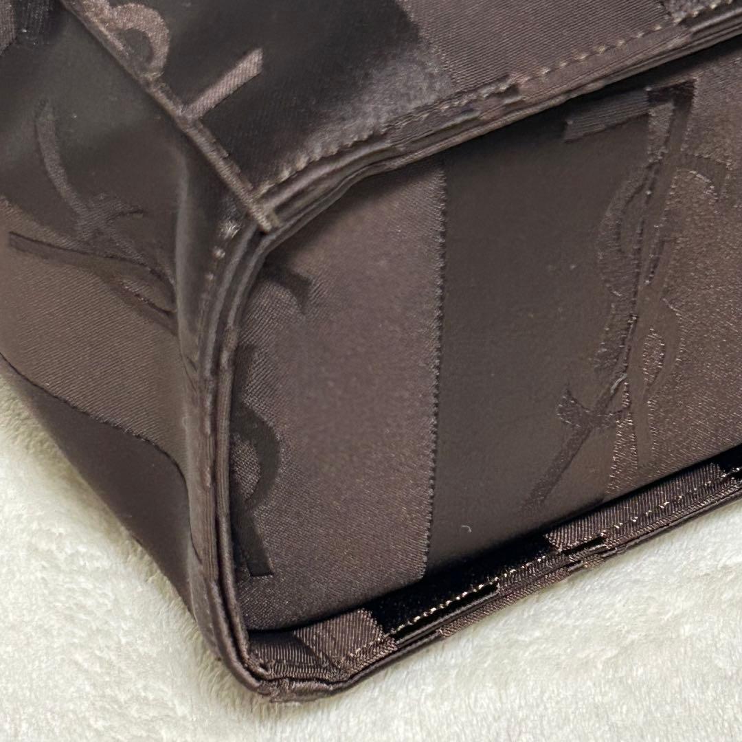 YSL イヴサンローラン ロゴ総柄 ハンドバッグ ブラウン系