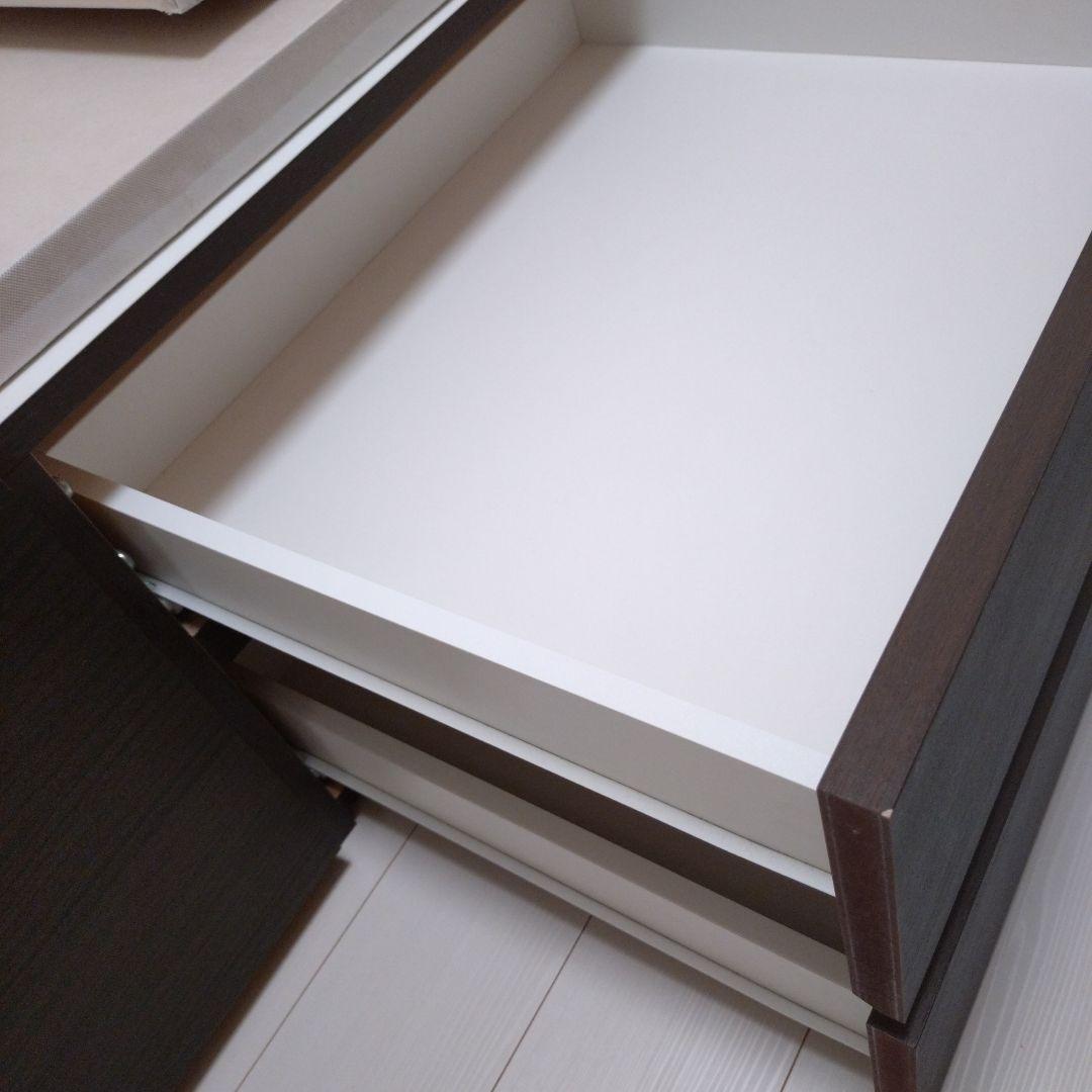 収納付きダークブラウンベッド