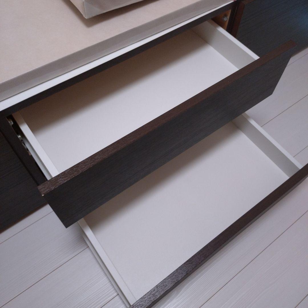 収納付きダークブラウンベッド