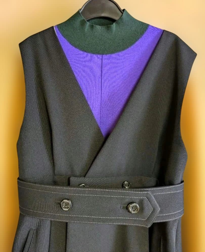 美品 2way ウジョー ベスト ジレ ブラック Vネック モード モノトーン