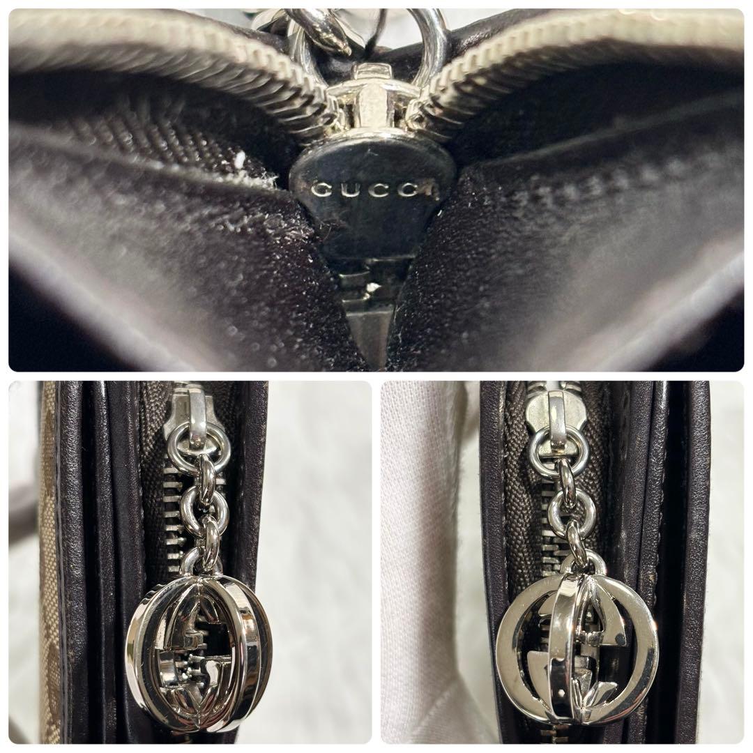 ✨美品✨ グッチ 長財布 インターロッキング GGキャンバス 二つ折り ブラウン