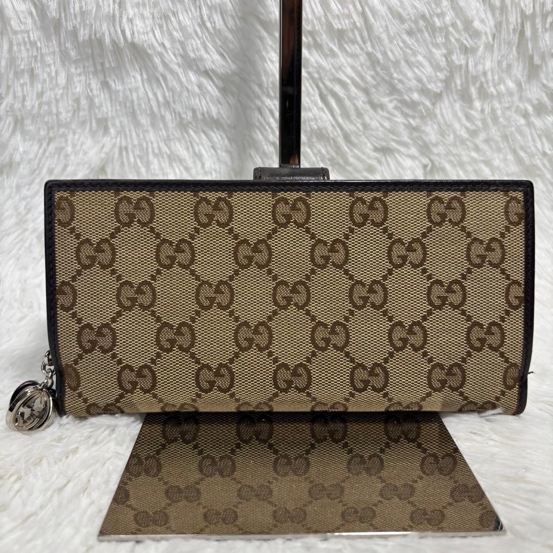 ✨美品✨ グッチ 長財布 インターロッキング GGキャンバス 二つ折り ブラウン