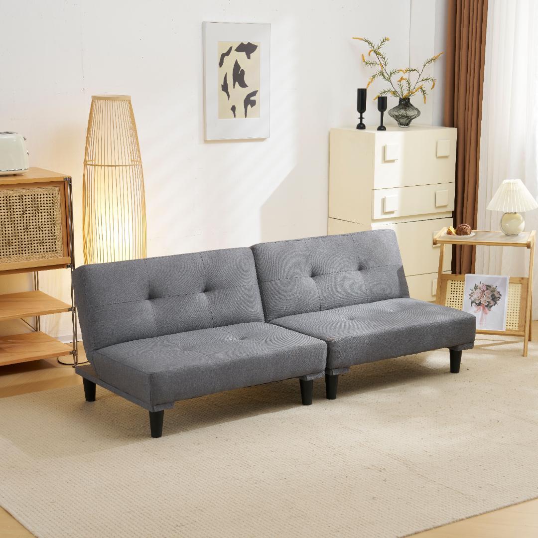 超人気！ソファ ベッド ロータイプ 2人 背もたれ3段階 お手入れ簡単 Grey