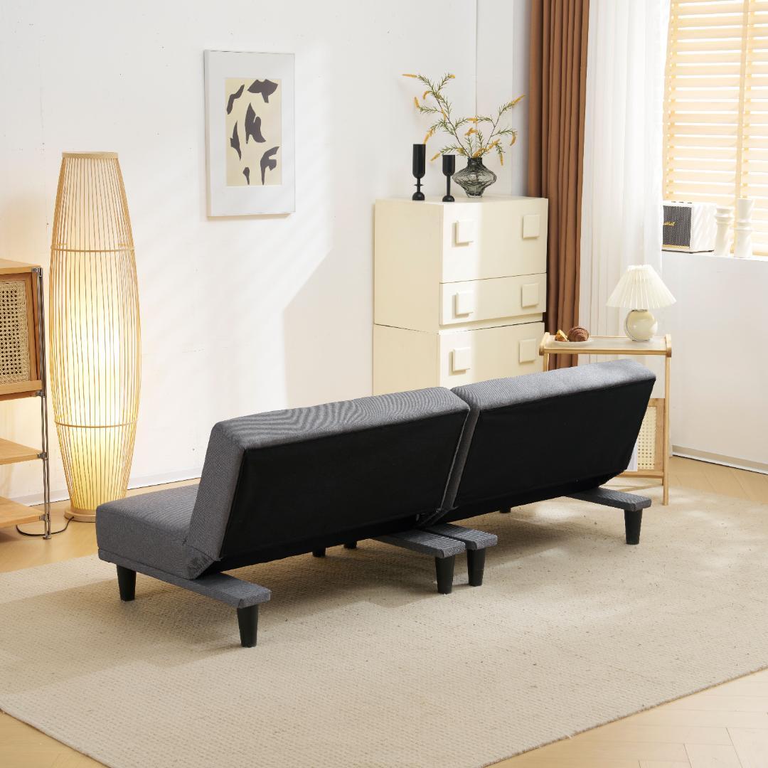 超人気！ソファ ベッド ロータイプ 2人 背もたれ3段階 お手入れ簡単 Grey