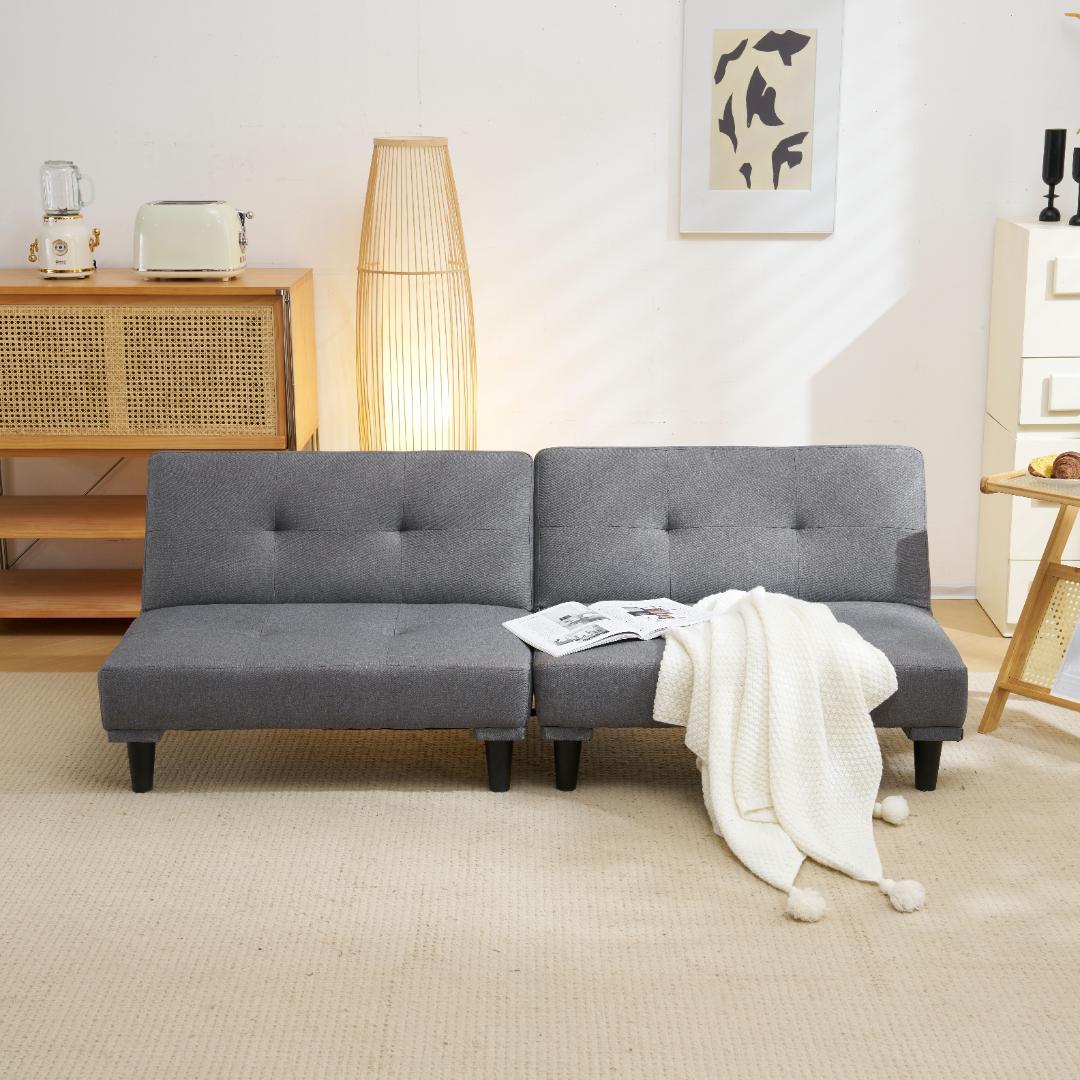 超人気！ソファ ベッド ロータイプ 2人 背もたれ3段階 お手入れ簡単 Grey