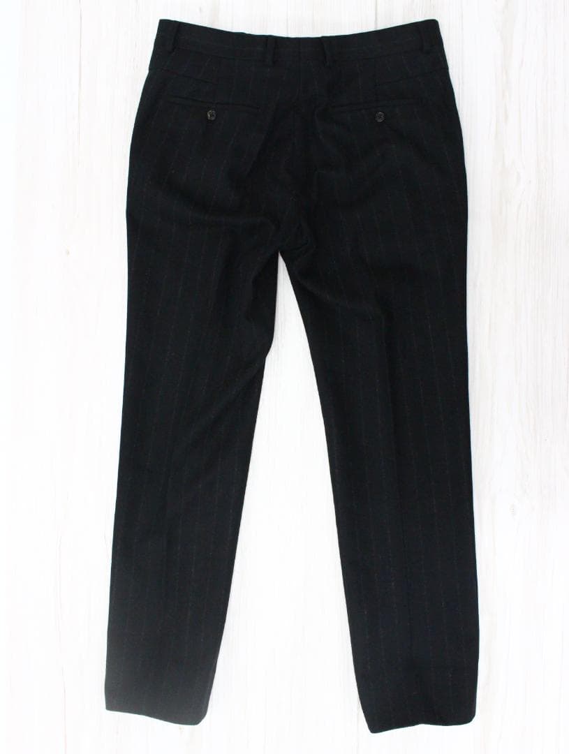 ◇美品 HERMES エルメス メンズ スーツ上下 ブラックストライプ ウール