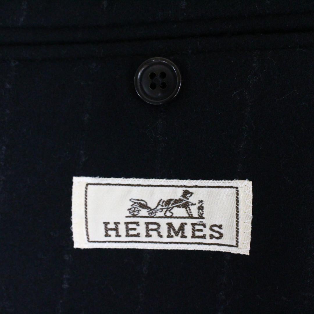 ◇美品 HERMES エルメス メンズ スーツ上下 ブラックストライプ ウール