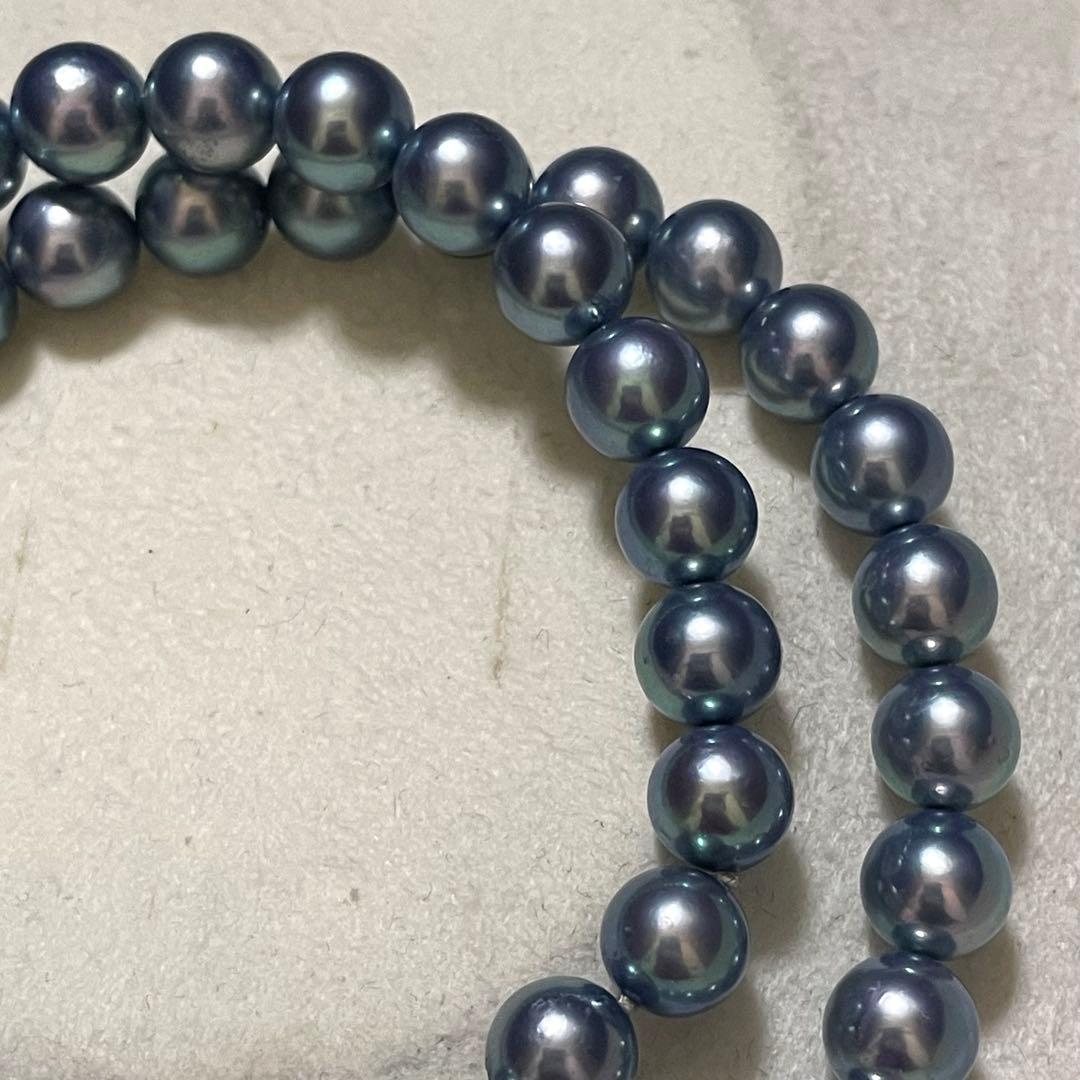 【極美品✨テリ強】あこや真珠 ネックレス 7.5-8.0 パール 本真珠 ブルー