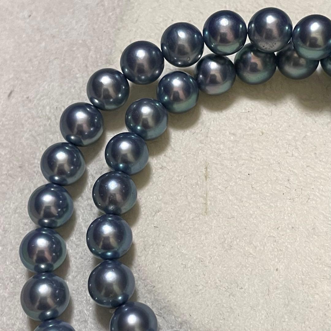 【極美品✨テリ強】あこや真珠 ネックレス 7.5-8.0 パール 本真珠 ブルー