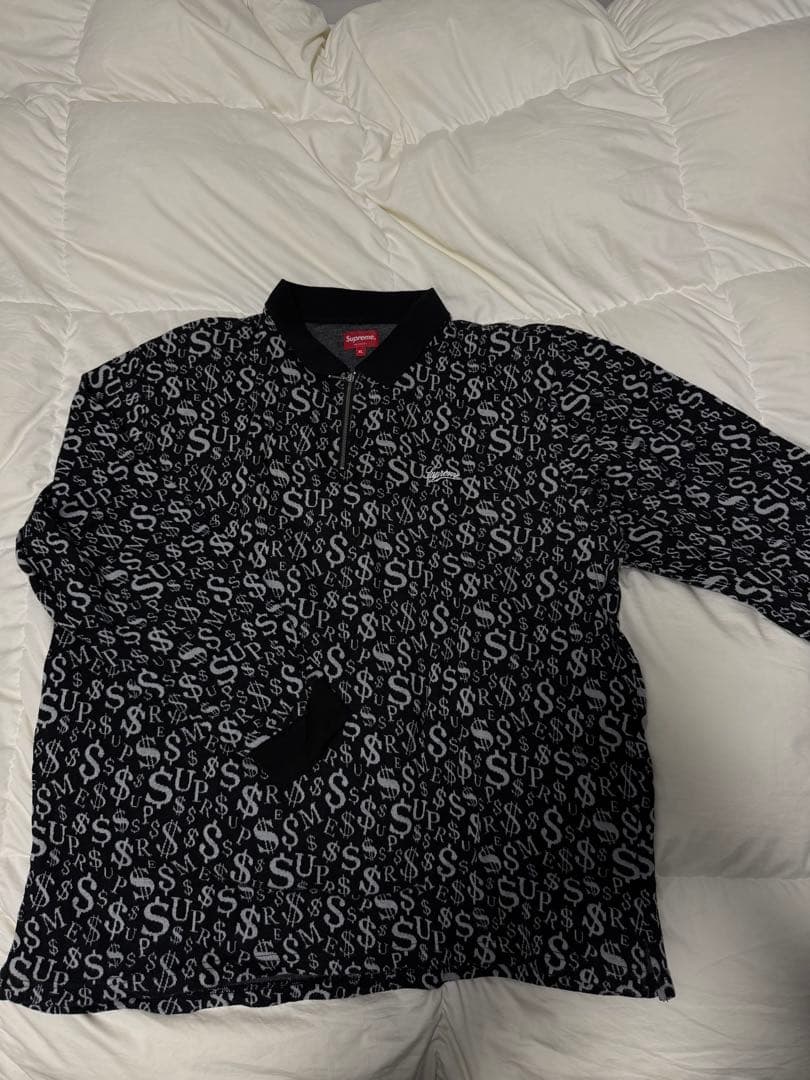 トップス SUPREME Currency Jacquard Zip L/S Polo