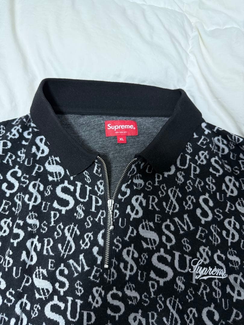 トップス SUPREME Currency Jacquard Zip L/S Polo