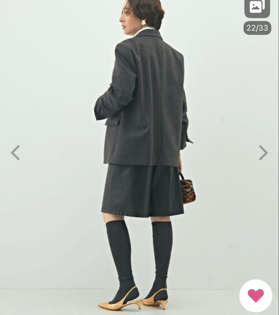 今期　ショートビーバーテーラードジャケット グレー　36