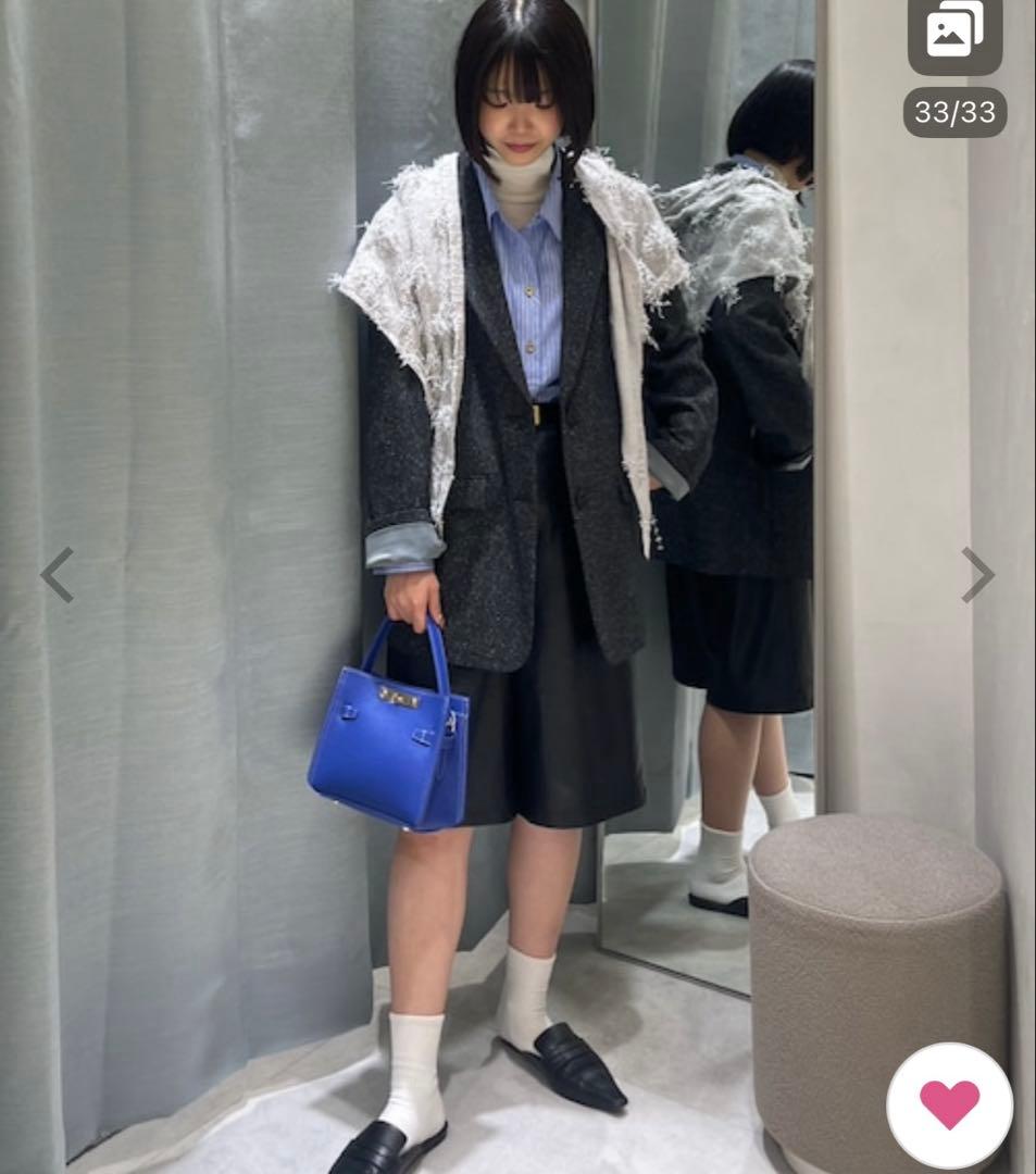 今期　ショートビーバーテーラードジャケット グレー　36