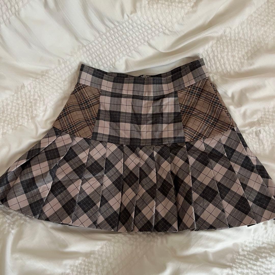 スカート Andmary Coco check pleats skirt