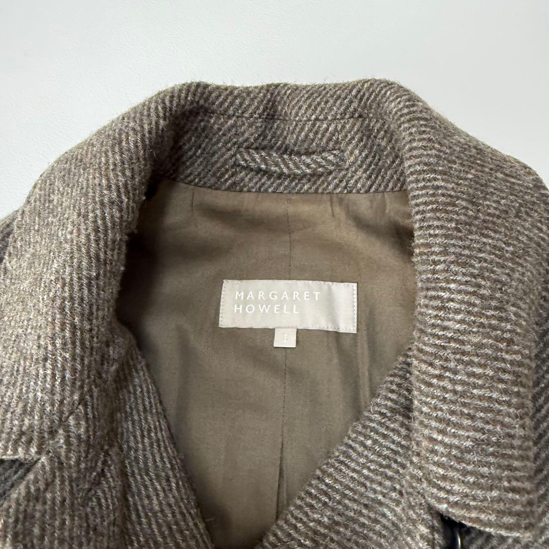 極美品✨ マーガレットハウエル　ヘリンボーン　上質ウールコート　ミドル丈　ベルト