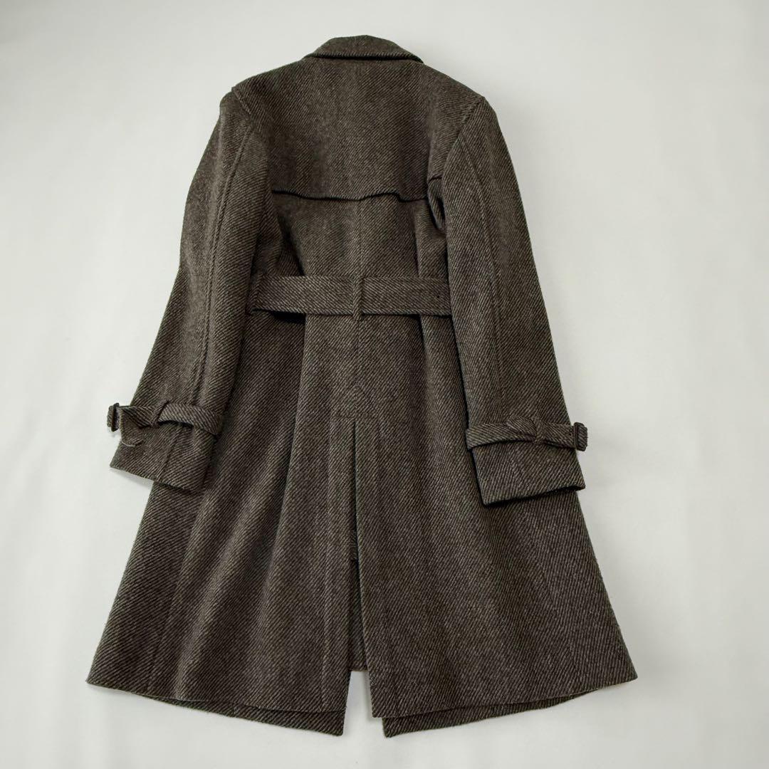 極美品✨ マーガレットハウエル　ヘリンボーン　上質ウールコート　ミドル丈　ベルト