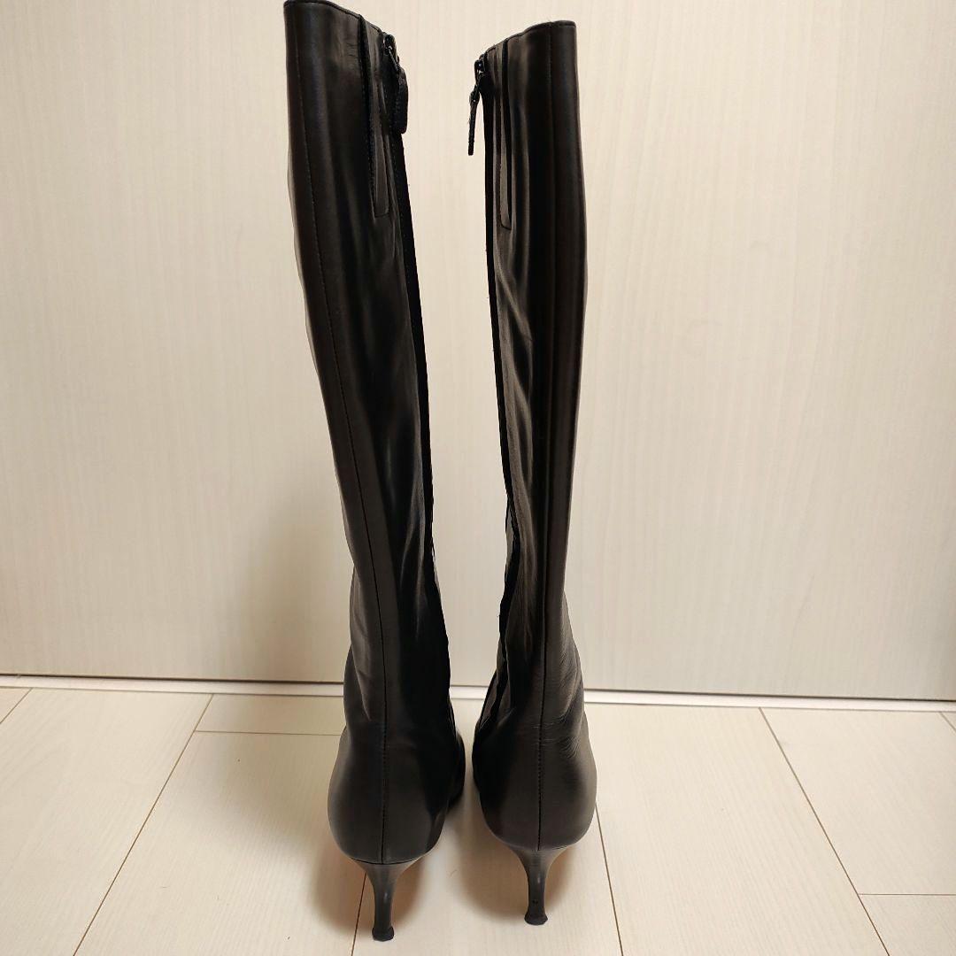 【人気商品】コールハーン　レザー　ポインテッド　ピンヒール　ロングブーツ 黒