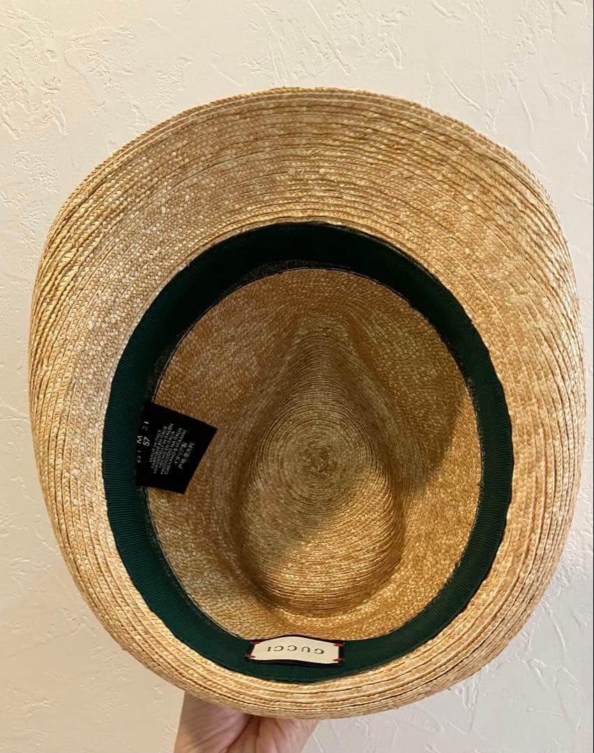 美品 GUCCI 麦わら帽子 ストローハット 中折れ帽子 57