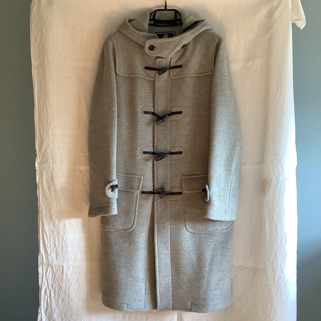 グレンフィル ヘリンボーン ダッフルコート 英国製 ライトグレー/38