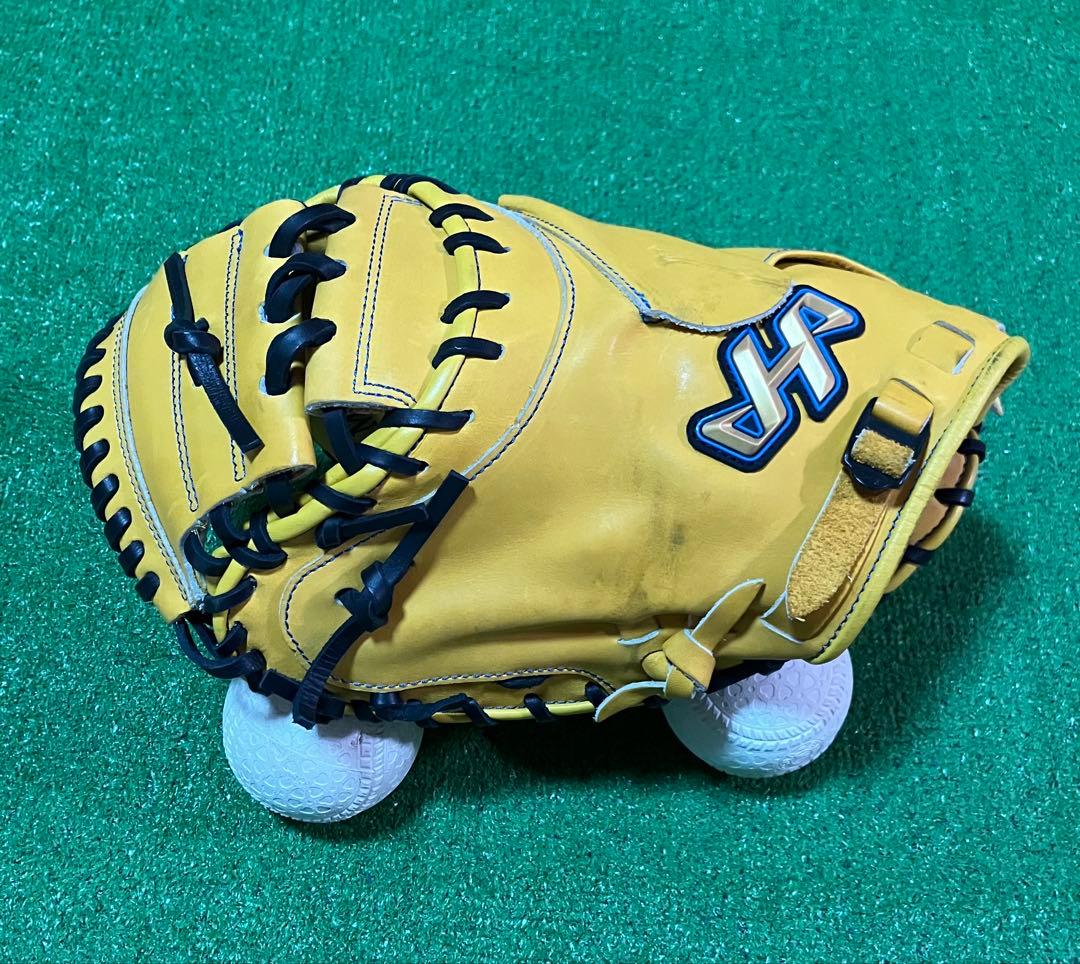 軟式野球 左投 キャッチャーミット ハタケヤマ 捕手 大人 黄色 イエロー