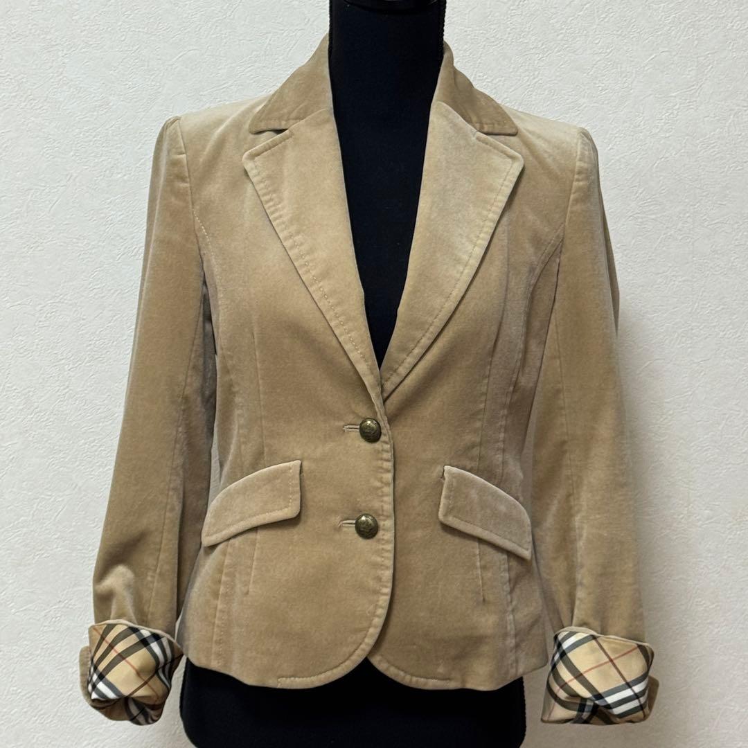 BURBERRY バーバリーブルーレーベル ベロア テーラードジャケット 38